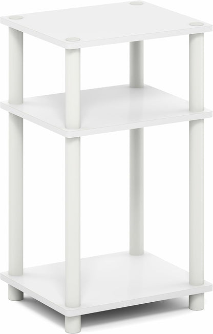 Turn-N-Tube 3-Tier Toolless Side Table, Compact, White | Narrow, Open Shelf End Table, Night Stand, Bedside Table, for Small Spaces, Living Room, Bedroom7