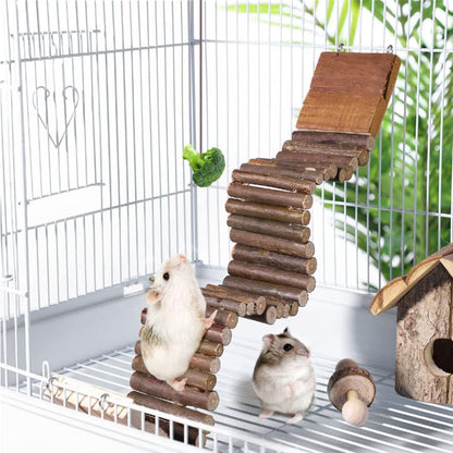 Hamiledyi Hamster Suspension Bridge 21.7 X 2.8 Inch Rat Long Bendy Bridge Wooden Climbing Ladder Cage Accessories for Syrian Hamster Gerbil Mouse Rat2