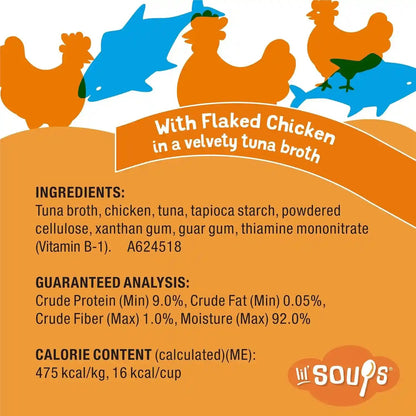 Purina Friskies Natural, Grain Free Wet Cat Food Lickable Cat Treats, Lil' Soups Flaked Chicken - (Pack of 8) 1.2 Oz. Tubs6