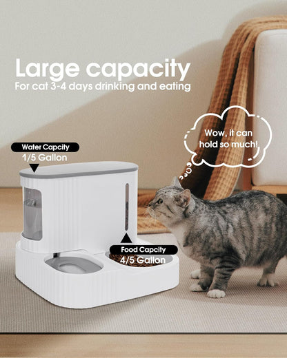 Cat Feeder and Water Dispenser,2 in 1 Gravity Automatic Bowl Auto Pet Dry Food Self Feeding Container Dishes Set for Dog Puppy Kitten Kit Set (Grey)5