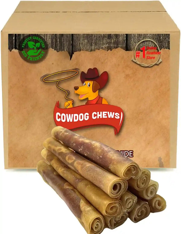 Cowdog Chews Retriever Roll 9-10 Inch All Natural Rawhide Product (20 Pack)10