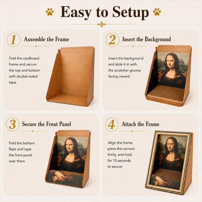 Mona Lisa Cat Bed 3-In-1 Cardboard Cat House with Scratching Pad & Cozy Hideout, Artistic Cat Furniture for Indoor Cats, Decorative Cat Condo for Home Décor Easy Setup, Novelty Gift for Cat Lovers7