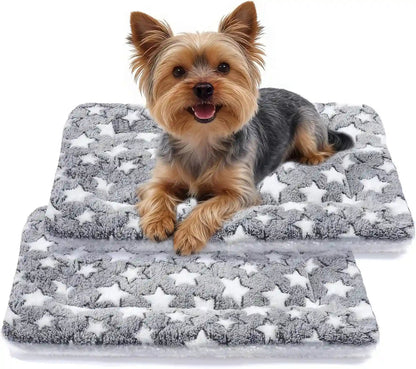 Mora Pets Dog Crate Pad - Ultra Soft Pet Bed with Cute Star Print, Washable Mat for Large Medium Small Dogs, Reversible Fleece Kennel Liner, Cat Bed 23 X 18 Inch Brown14