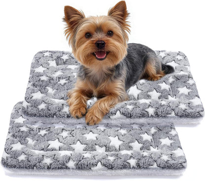 Mora Pets Cat Bed Dog Crate Pad Ultra Soft Pet Bed with Cute Star Print Washable Crate Mat for Small Dogs and Indoor Cats Reversible Fleece Dog Kennel Pad Cat Carrier Mat 14 X 17.5 Inch Grey15