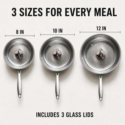 Titanium Pans for Cooking, Titanium Frying Pan with Lid (8In) | Uncoated Hammered Pro Skillet, PFAS PFOA PTFE Free, Induction, Gas, Oven and Dishwasher Safe7