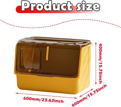 Hooded Cat Litter Box Enclosed Covered Toilet Container Sturdy Deep Pan Portable Pet Supplies Kitten Potty- Yellow4