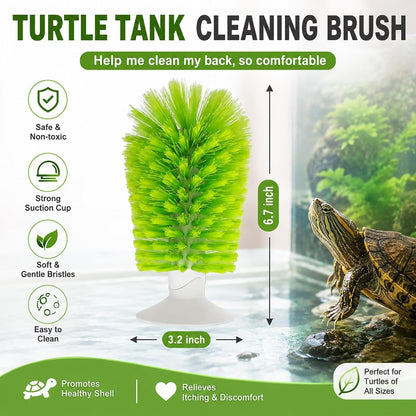 Turtle Scrub Brush, Turtle Scratches Back Brush Turtle Shell Clean Brush with Suction Cup Turtle Exfoliate Brush Tank Tortoise Brush for Remove Turtle Shell Scutes Mud Dirt2