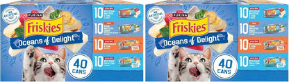 Purina Friskies Wet Cat Food Variety Pack, Oceans of Delight Flaked and Prime Filets - (Pack of 40) 5.5 Oz. Cans13