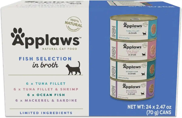 Applaws Fish Variety in Broth Wet Cat Food, 3-Flavor 12-Pack 2.47 Oz Cans | 100% Natural, High Quality Ingredients, High Protein, No Artificial Additives, Limited Ingredients16