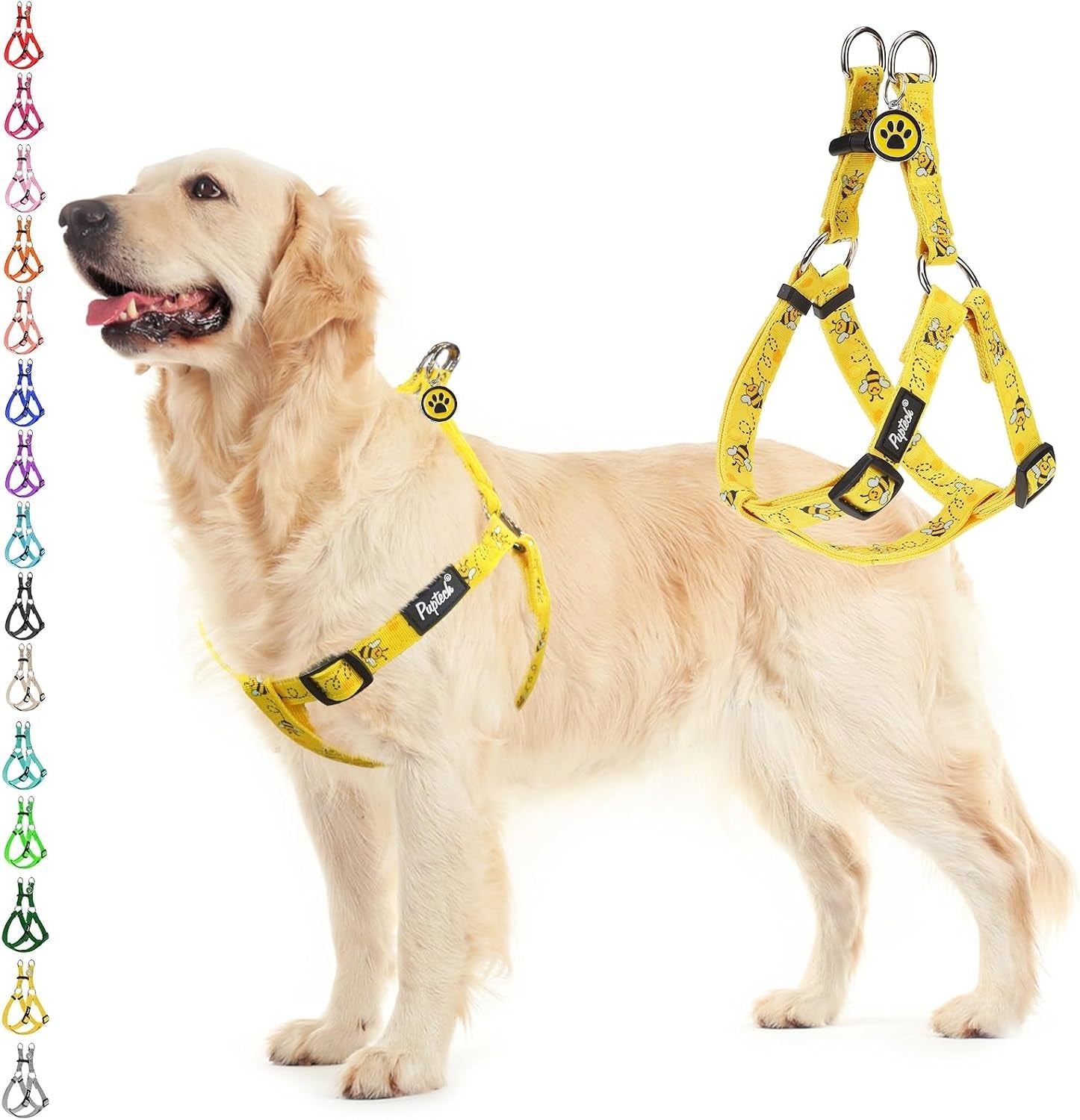 pupteck-no-pull-dog-harness-soft-adjustable-basic-nylon-step-in-puppy-vest-outdoor-walking-with-id-tag