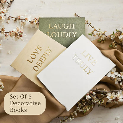 Aesthetic Decorative Books, Set of 3 Linen Faux Books for Decoration | Fake Book Boxes with Storage Space, No Assembly Required, Modern Decor for Shelves Coffee Table Living Room6