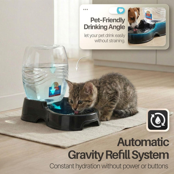 Flexzion Automatic Gravity Pet Waterer for Cat & Dog - Non-Skid & Easy-Clean Auto Replenish Water Dispenser Drinking Bowl (1/4 Gallon/ 900Ml), Black3