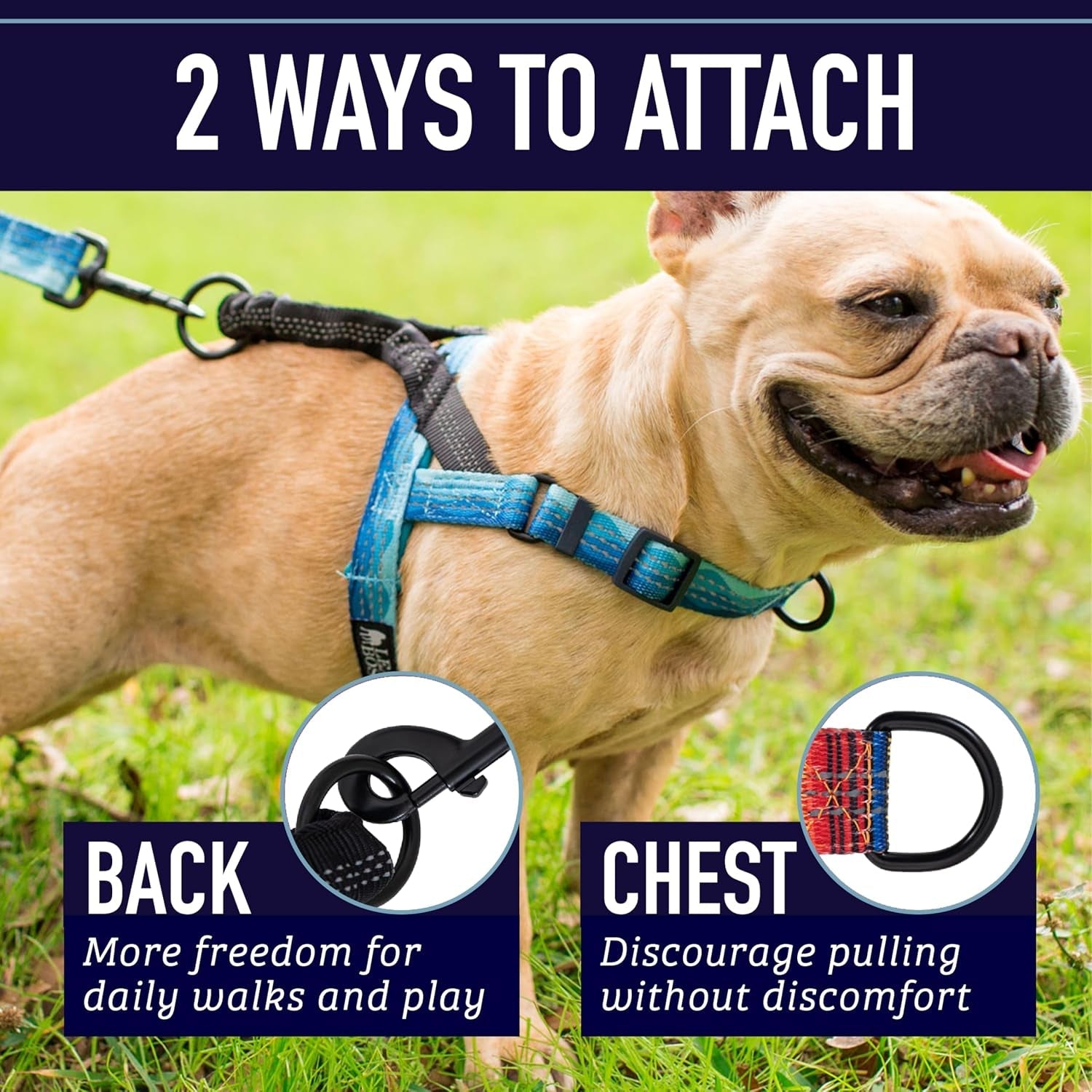 leash-boss-no-pull-dog-harness-easy-walk-for-small-medium-and-large-pets-reflective-with-rear-and-front-clip-attachment-blanket-pattern-medium