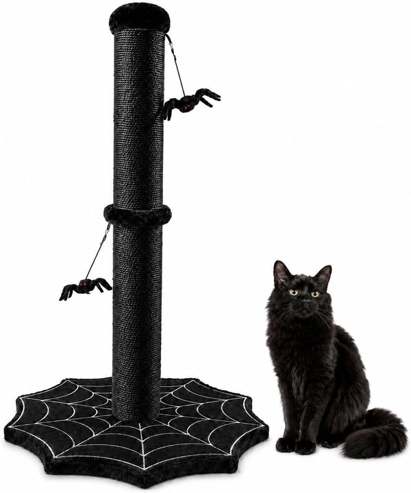 Gothic Cat Scratching Post with Spider Toys for Indoor Cats | Halloween Sisal Scratcher｜Goth Tree Tower｜Cobweb Base｜Spooky Furniture｜Interactive Dangling Toy｜Activity Kitty Play Center9