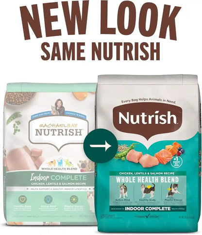 Nutrish Indoor Complete Dry Cat Food, 6 Lb. Bag (Rachael Ray) | Chicken, Lentils & Salmon Recipe, Crafted for Adult Indoor Cats, Veterinarian Reviewed Formula2