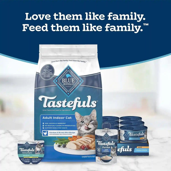 Blue Buffalo Tastefuls Chicken & Brown Rice Recipe Dry Indoor Cat Food for Adult Cats, Real Chicken First, Deliciously Healthy Natural Cat Food, Supports Digestive Care and Coat Health, 3 Lbs.9