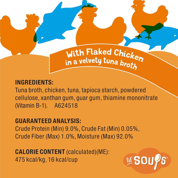 Friskies Purina Natural,Grain Free Wet Cat Food Lickable Cat Treats,Lil' Soups Flaked Chicken - 1.2 Oz. Tubs,(Pack of 16)6