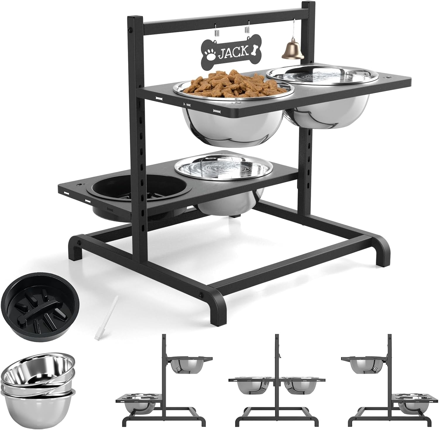 elevated-dog-bowls-with-slow-feeder-for-large-dogs-adjustable-raised-stand-with-2-stainless-steel-bowls-spill-proof-mat-non-slip-dog-feeder-for-large-medium-dogs-black