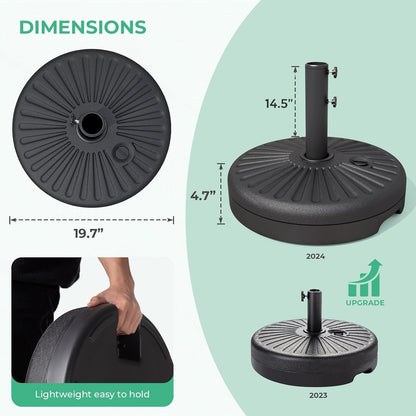 81.5Lb Max Capacity Outdoor Patio Umbrella Base, Black | Water Filled Umbrella Stand, Heavy Duty Market Umbrellas Base3