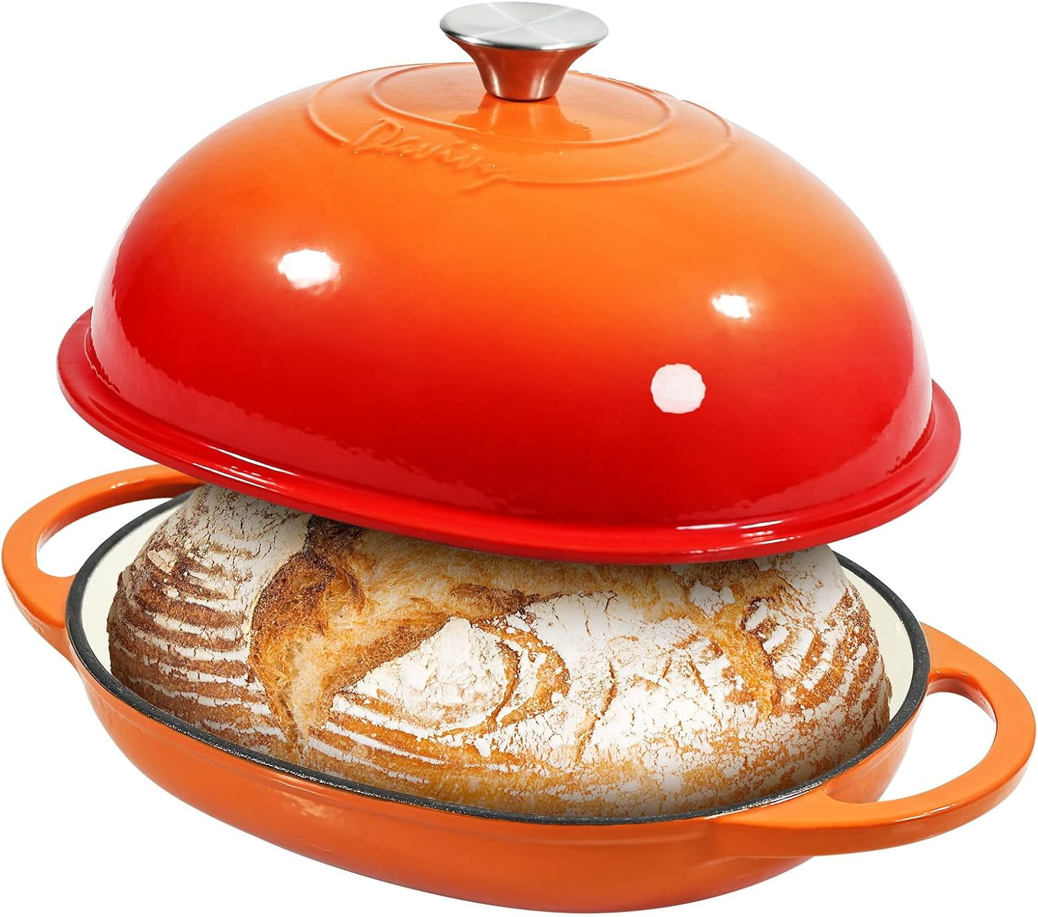 11-x-8-7-oval-bread-oven-with-domed-lid-enameled-oval-dutch-oven-pot-for-sourdough-bread-baking-6qt-non-stick-cast-iron-sourdough-pan-bread-cloche-with-lid-flame-orange