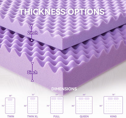 2 Inch Egg Crate Memory Foam Mattress Topper Twin Size, Soft Mattress Pad for Back Pain Relief, Bed Topper, Certipur-Us Certified7