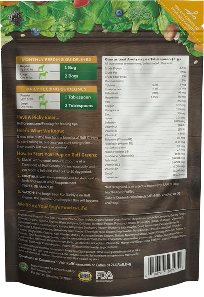Dog Food Topper for Dogs – Vitasmart Powder with 25 Vitamins & Minerals, 15 Probiotics & 20 Digestive Enzymes – Gut, Immune, Skin & Mobility Support – All Breeds & Ages – Ruff Greens 6.9Oz | with 25 Vitamins & Minerals, 15 Probiotics & 20 Digestive Enzymes – Gut, Immune, Skin & Mobility Support – All Breeds & Ages2