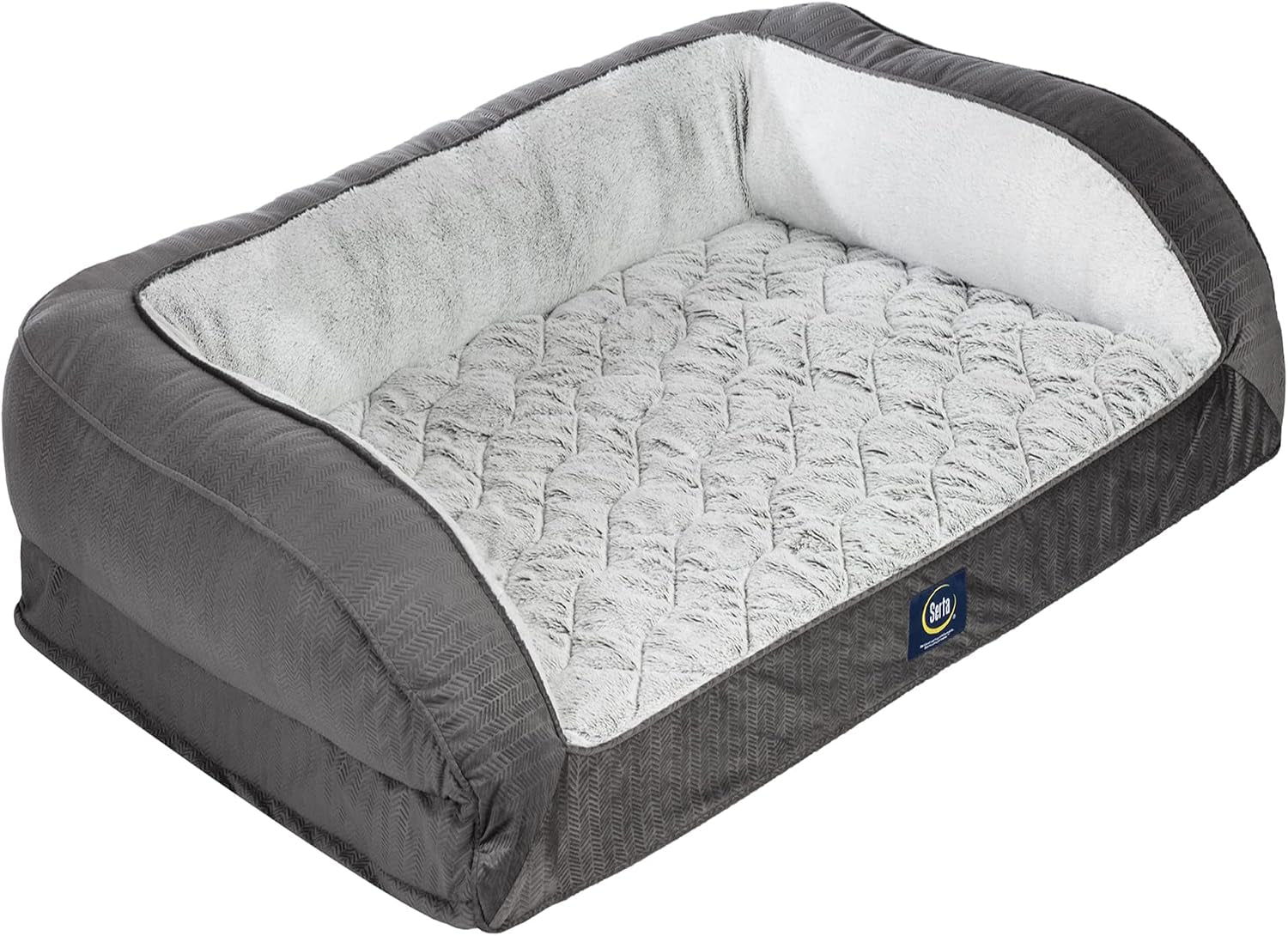serta-orthopedic-supportive-foam-quilted-couch-dog-bed-with-soft-bolsters-slate-gray-x-large
