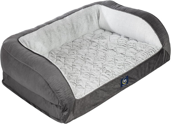 Serta Orthopedic Supportive Foam Quilted Couch Dog Bed with Soft Bolsters (Slate Gray) X-Large12