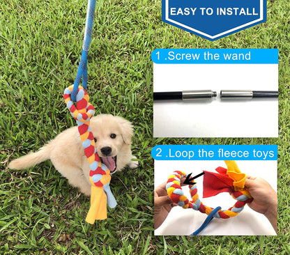 Interactive Flirt Pole Toy for Dogs Chase,Outdoor Exercise,Agility Training | Durable Teaser Wand with Pet Fleece Rope Tether Lure,For Small Medium Large Breeds High Energy Dogs Herding and Tug of War6