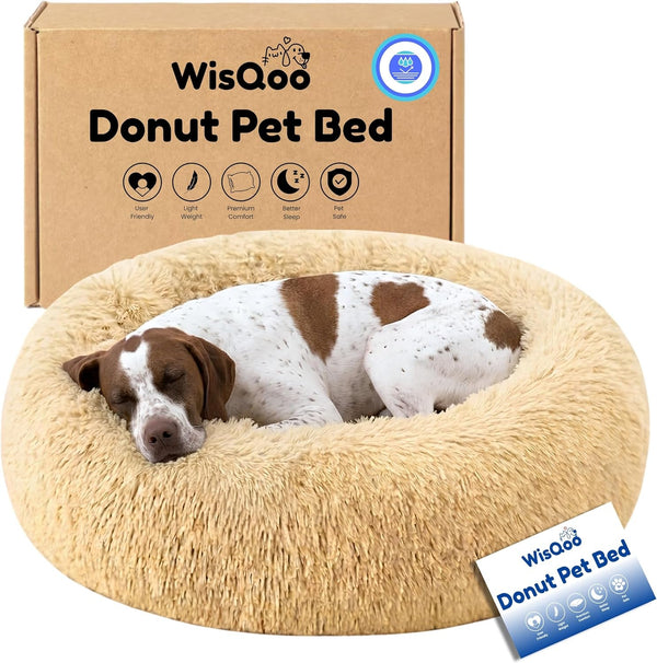 Calming Donut Dog Bed – Faux Fur Anti-Anxiety Pet Bed with Removable Washable Cover & Water-Resistant Liner – Plush Fluffy round Nest, Non-Slip Bottom for Dogs & Cats – Small, Grey12