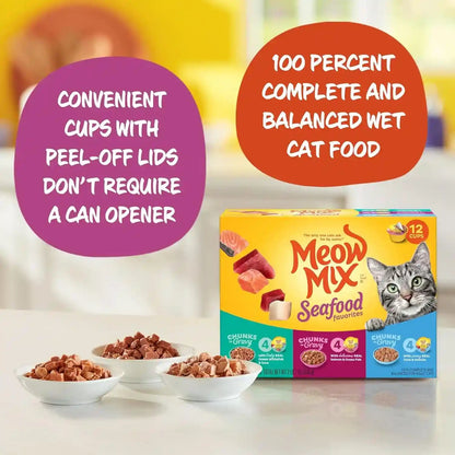 Meow Mix Seafood Favorites, Wet Food Variety Pack, 12 Cups3