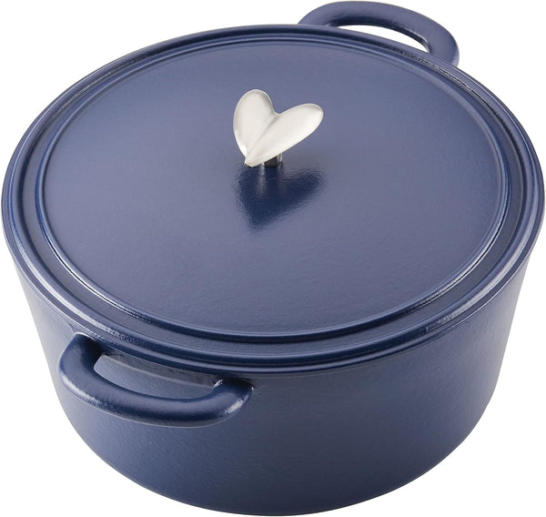 Curry Enameled Cast Iron Dutch Oven/Casserole Pot with Lid, 6 Quart - Anchor Blue8