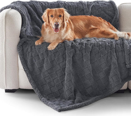 GASUR Waterproof Dog Blankets for Large Dogs, Dog Blanket for Couch Bed, Fleece Pet Blanket for Furniture Sofa Protector, Soft Pet Throw Blankets for Crate Car Outdoor, Washable, 50"X60",Grey9