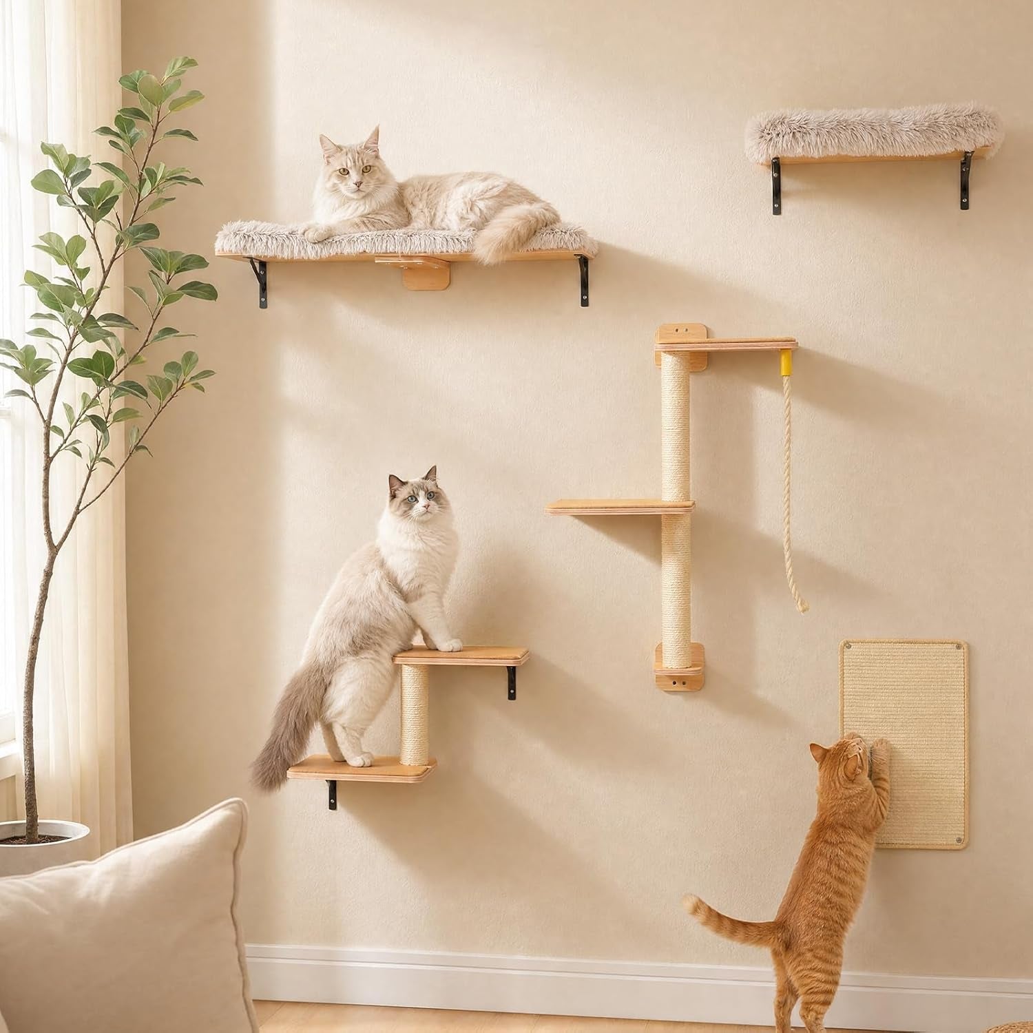 pawz-road-cat-wall-shelves-modern-cat-wall-furniture-with-sisal-posts-5-in-1-wall-mounted-cat-tree-wood-cat-shelves-with-long-perch-cat-wall-climber-holds-up-to-40lbs-for-large-indoor-cats