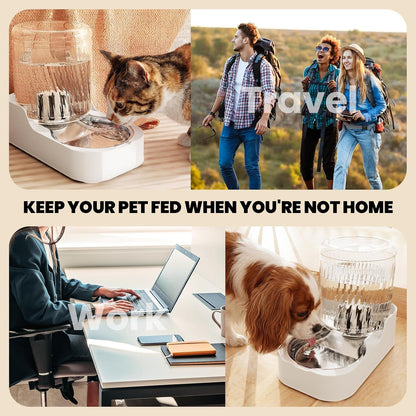 JUNSPOW Automatic Cat Water Dispenser with Stainless Steel Bowl | Dog Water Bowl Dispenser Adjustable Water Dispensing, Auto Pet Waterer for Cats and Dogs7