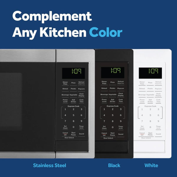 GE Countertop Microwave Oven, Compact 0.9 Cubic Ft., 900-Watt Capacity, 7 Auto Cooking Settings, Child-Lock Technology, Kitchen Essentials for the Countertop, Dorm Room or Apartment, Stainless Steel | 7 Convenience Cook Settings, One-Touch Controls, Child Lock Technology, Glass Turntable, for Kitchen, Dorm, Office, Apartment6