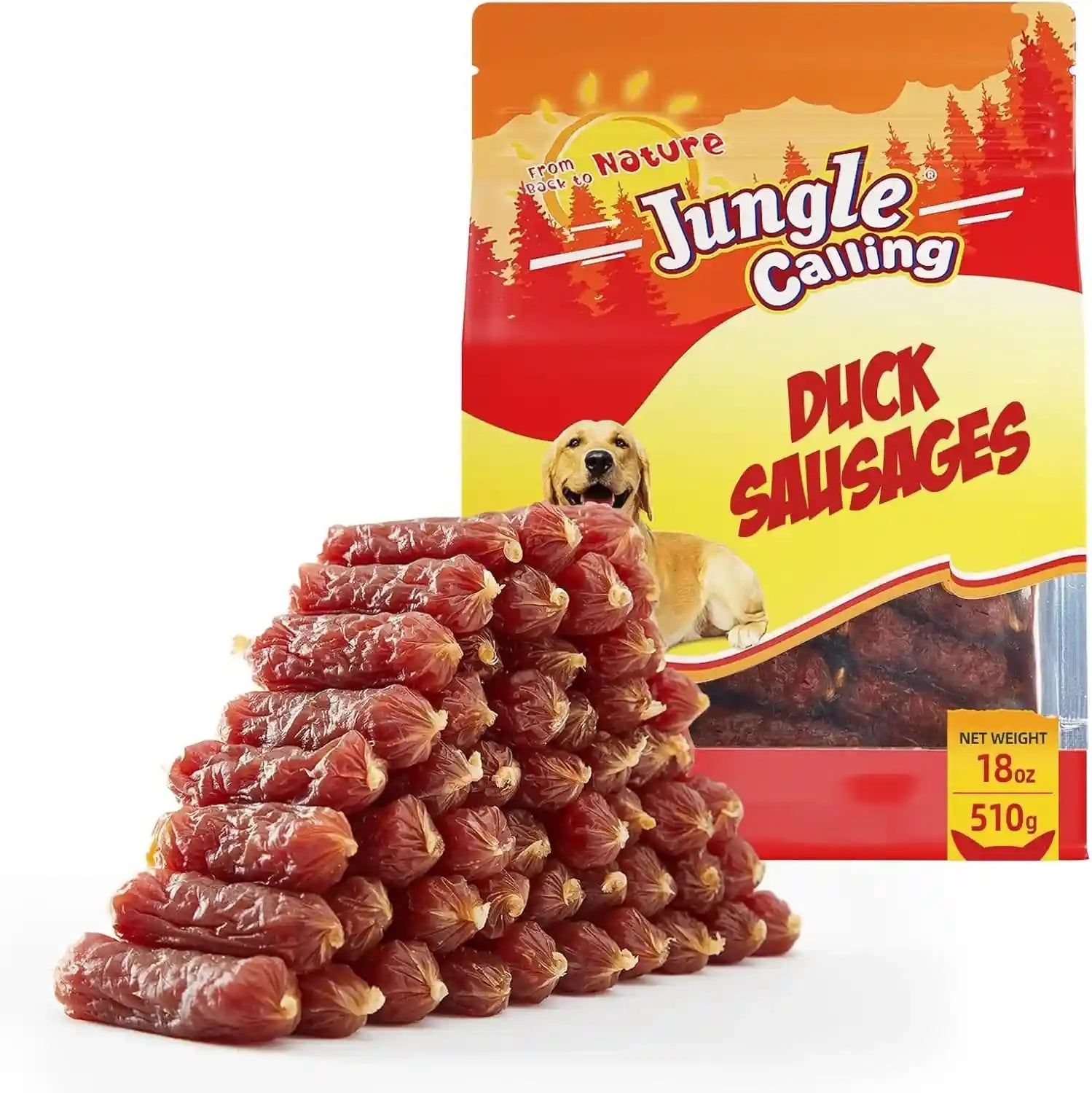 jungle-calling-66-count-soft-duck-sausage-treats-for-small-medium-dogs-slow-roasted-chewy-duck-jerky-low-fat-bite-sized-training-treats-soft-treats-for-senior-dogs-easy-to-chew-digest-18-oz
