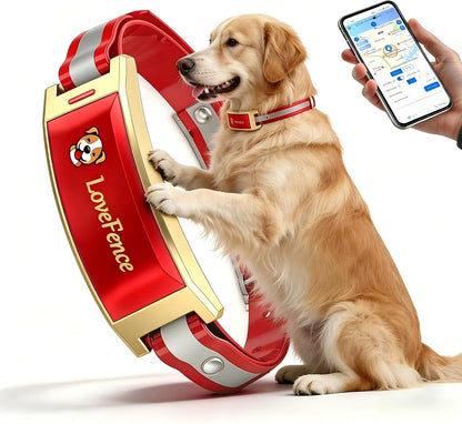 GPS Wireless Dog Collar Fence System with Free App, Smart Portable Electric Dog Fence 64-3280Ft, Waterproof, Rechargeable for Medium Large Dogs Outdoor Use1
