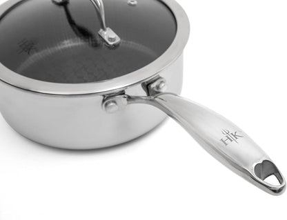 Hell’S Kitchen Hybrid 2.5 Qt Saucepan with Lid, Tri-Clad Stainless Steel, Pfas-Free Ceramic Nonstick, No PFOA, PTFE, Teflon, Non Toxic Cookware, Metal Utensil Resistant, All Cooktops and Oven Safe | Small Pot with Lid, Tri Clad Stainless Steel, PFAS Free Ceramic Nonstick, All Cooktops, Oven Safe8
