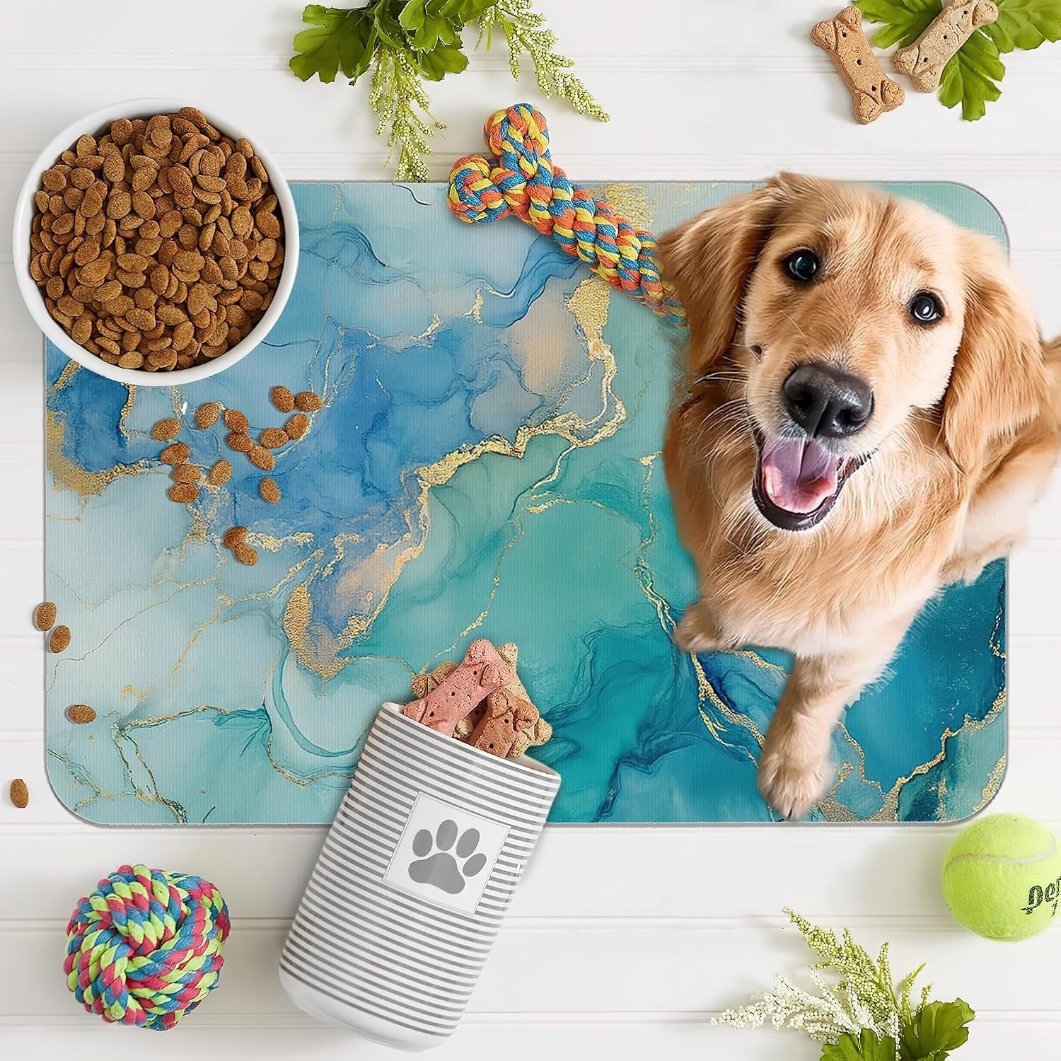 marble-dog-cat-food-mat-blue-teal-turquoise-gold-absorbent-pet-feeding-mat-with-rubber-backing-non-slip-water-bowl-placemat-indoor-pet-accessories-supplies-12x20