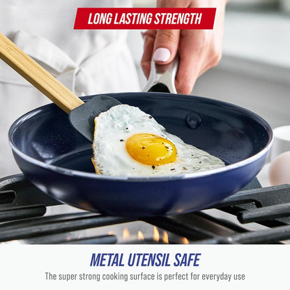 8" Diamond Infused Ceramic Nonstick Frying Pan Skillet, Blue | Pfas-Free Ceramic Nonstick, Dishwasher & Oven Safe, Stay Cool Handle, Durable Metal Utensil Safe, Egg & Omelet Pan5