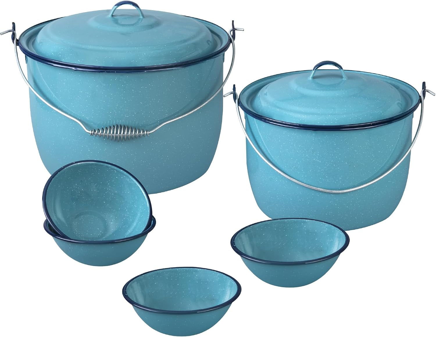 8-piece-enameled-steel-stock-pots-14-8-qt-with-lids-turquoise-blue-cookware-set