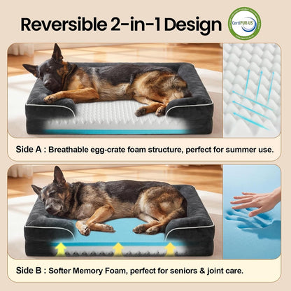 Ohgeni Sofa-Style Orthopedic Dog Bed for Large Dogs, Memory Foam Pet Bed with Removable Machine-Washable Plush Cover, Non-Slip Bottom, 45-Inch (Black)3