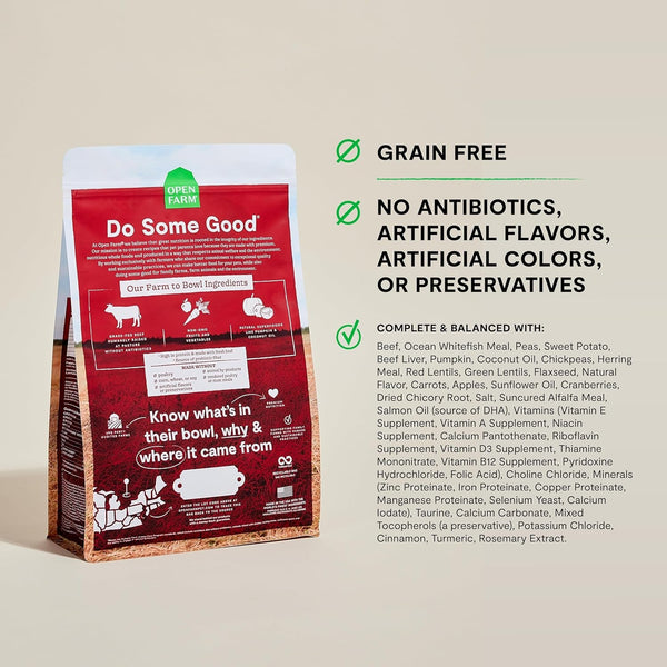 Open Farm Grain Free Dry Dog Food, Grass-Fed Beef Kibble, 22Lb Bag | All Life Stages, All Breed Sizes, Protein-Rich & Nutrient Dense, 100% Traceable Ingredients, Non-Gmo Fruits & Veggies.2