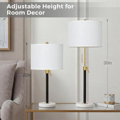 Gold Table Lamps Set of 2, 22" to 30" Adjustable Nightstand Lamps for Bedroom, Dimmable End Table Lamps for Living Room Console Entry Farmhouse Home Decor, New House Warming Gifts3