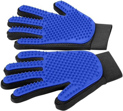 Pet Hair Removal Glove with 255 Silicone Tips for Dogs & Cats, 1 Pair Blue | 2-In-1 Deshedding & Massage Mitt, 5-Finger Flexible Design, for Bathing & Grooming, Safe for Long/Short/Curly Hair Pets1