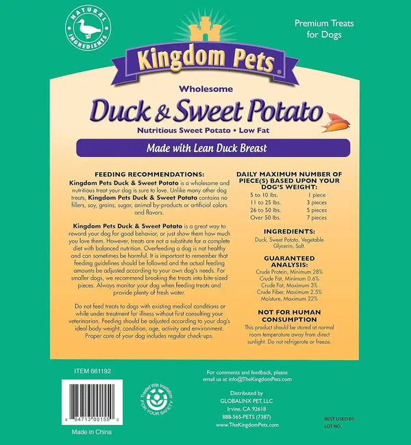 Duck Jerky & Sweet Potato Dog Treats with Only 4 Ingredients and No Fillers, 3 Pound Bag2