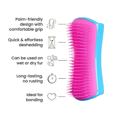 Pet Teezer De-Shedding Dog Brush for Long Hair Breeds, Large, Blue & Pink | Dog Grooming Tool with Patented Two-Tier Teeth Reaches the Undercoat for Thick, Double-Coated Dogs & Wet or Dry Fur4