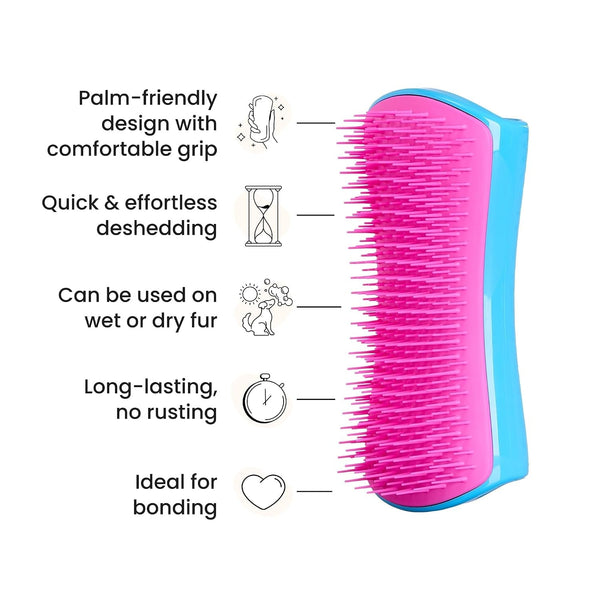 Pet Teezer De-Shedding Dog Brush for Long Hair Breeds, Large, Blue & Pink | Dog Grooming Tool with Patented Two-Tier Teeth Reaches the Undercoat for Thick, Double-Coated Dogs & Wet or Dry Fur4