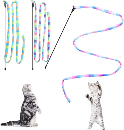 Cat Wand Toys Interactive Kitten Toys for Indoor Cats-2Pcs | Colorful Teaser Wand String for Exercise Kitten Stick Kitty Rope Toy Rainbow Ribbon Cat Charmer8